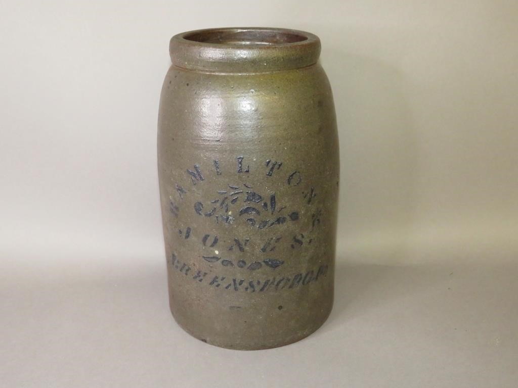 Appraisal: COBALT DECORATED STONEWARE WAX SEALER BY HAMILTONca salt glazed stoneware