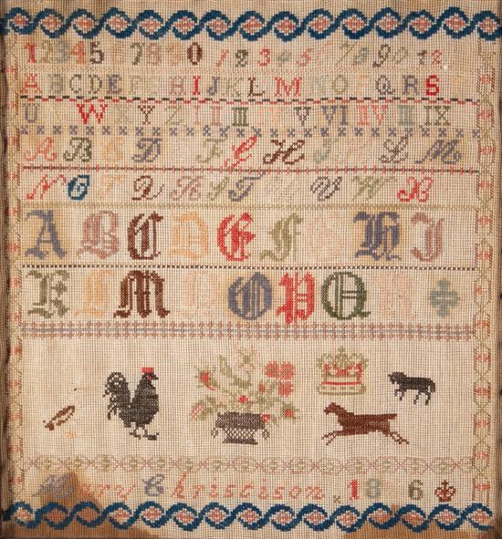 Appraisal: th century American Needlework Sampler worked by Mary Christison dated