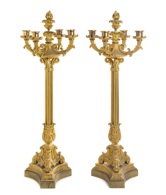 Appraisal: Sale Lot A Pair of Napoleon III Gilt Bronze Five-Light