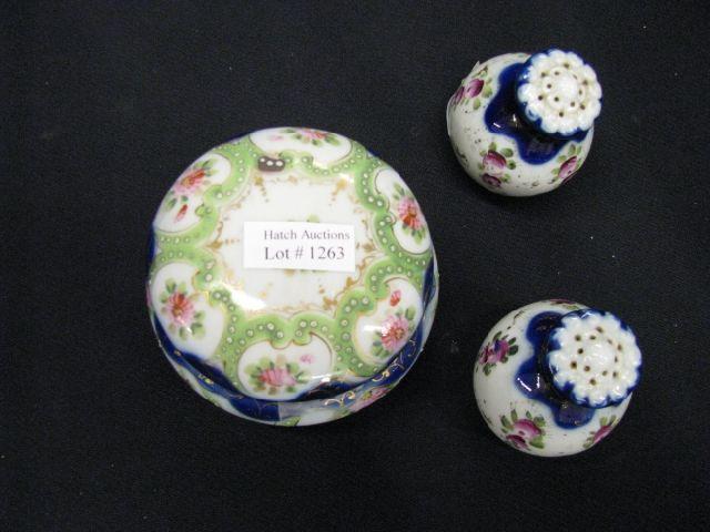 Appraisal: Pre-Nippon Handpainted Porcelain Dresser Box salt pepper