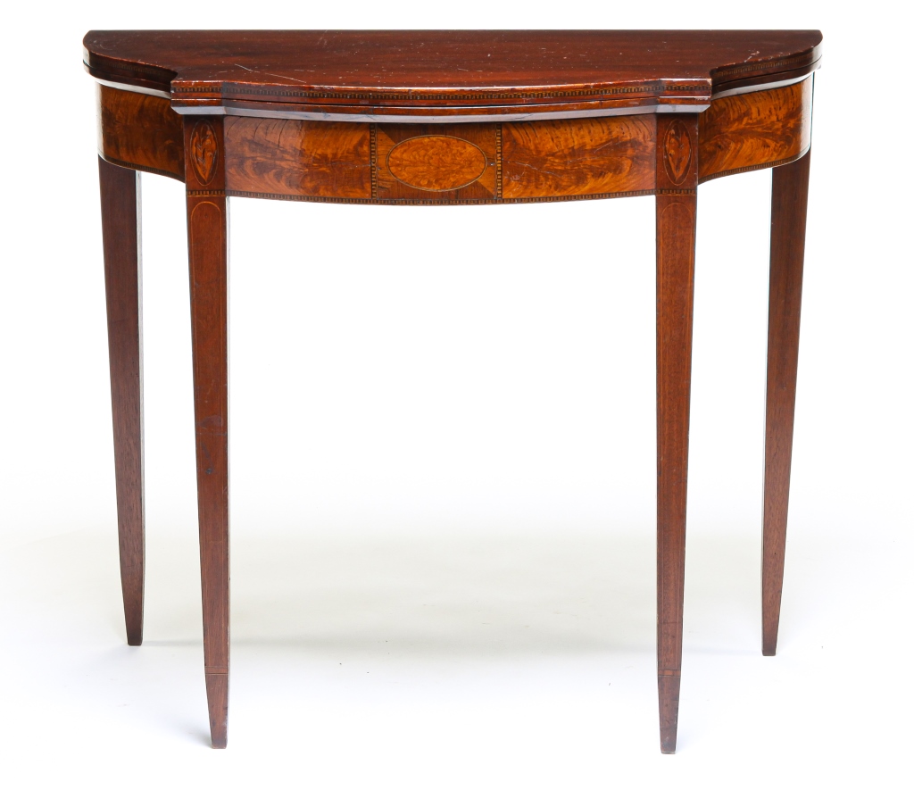 Appraisal: AMERICAN HEPPLEWHITE CARD TABLE First quarter th century mahogany Shaped