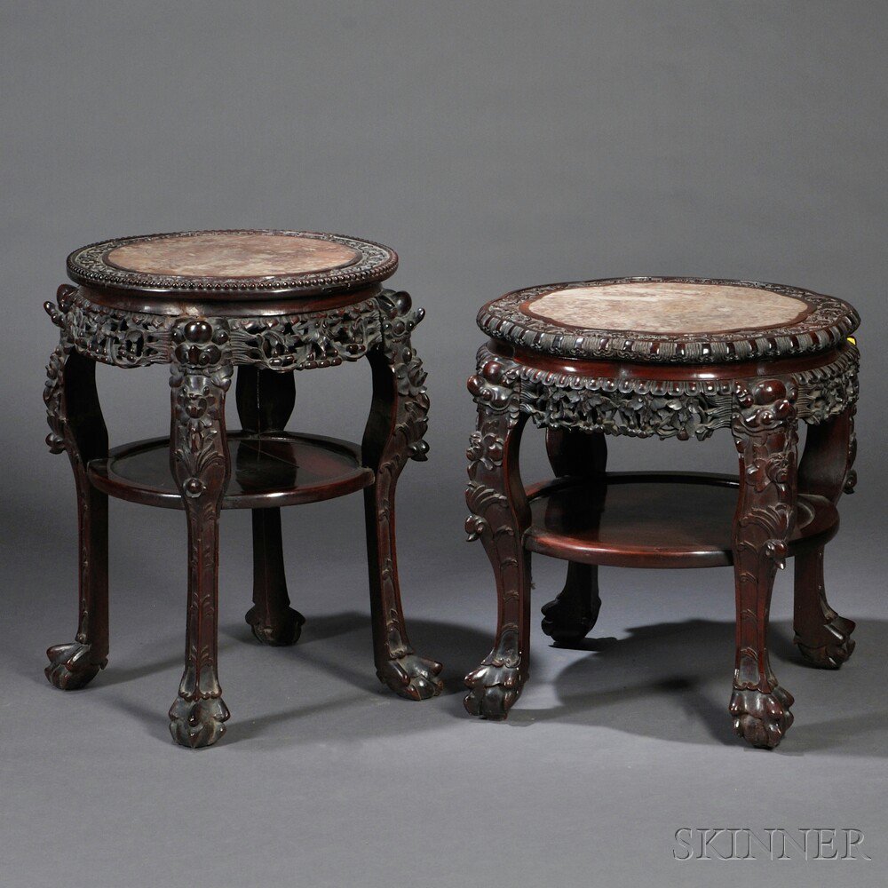 Appraisal: Two Export Marble-top Stands China late th early th century