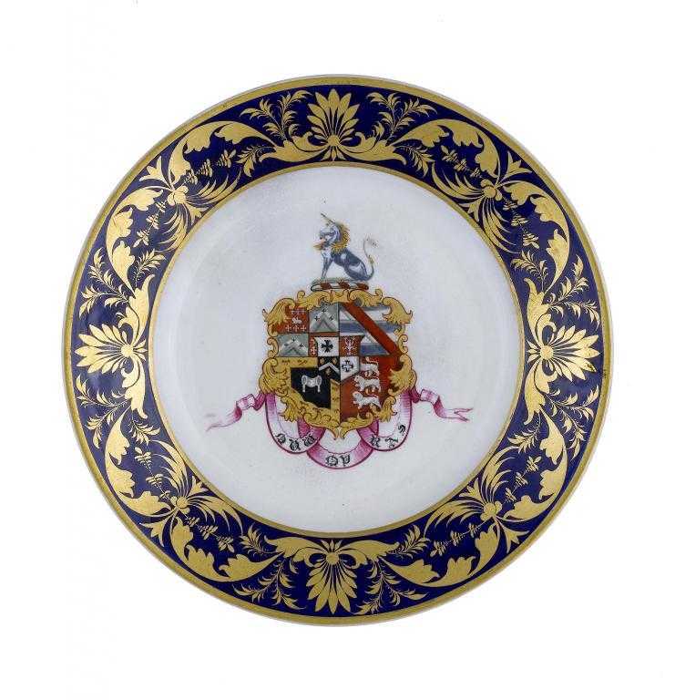 Appraisal: A DERBY ARMORIAL PLATE enamelled and gilt with the arms