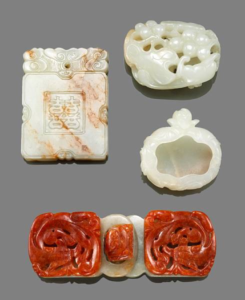 Appraisal: A group of four jade decorations The first a two-section