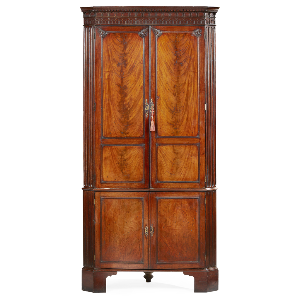 Appraisal: GEORGE III MAHOGANY CORNER CUPBOARD ATTRIBUTED TO GILLOWS TH CENTURY