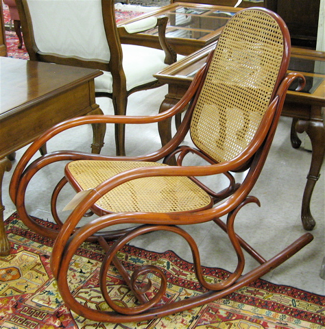 Appraisal: CANED BENTWOOD ROCKING CHAIR American th century