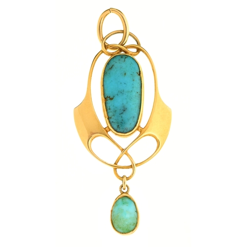 Appraisal: Murrle Bennett Co A Jugendstil turquoise matrix openwork pendant c