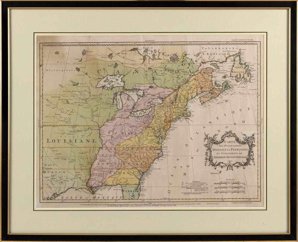 Appraisal: ENGRAVED MAP OF THE AMERICAN COLONIES BY JEAN PALAIRET X