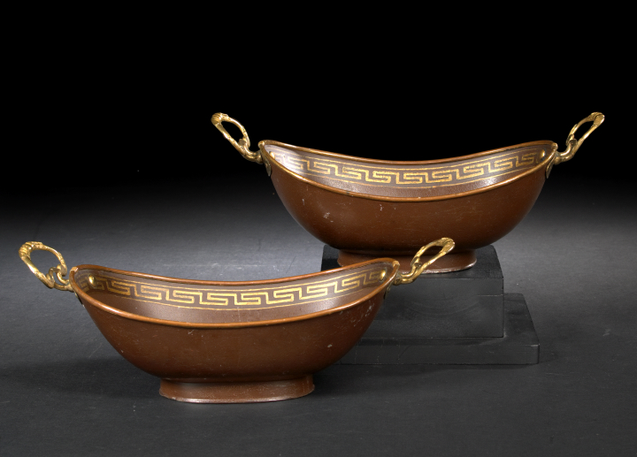 Appraisal: Attractive Pair of Restauration Gilt-Brass-Mounted and Parcel-Gilt Brown Tole-Peinte Fruit