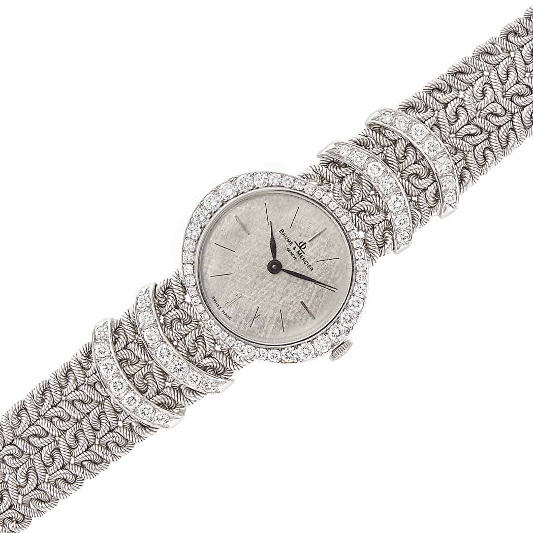 Appraisal: Lady's White Gold and Diamond Wristwatch Baume Mercier kt mechanical