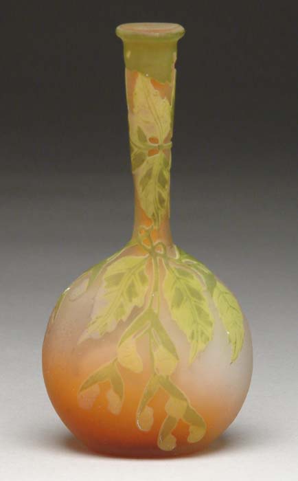 Appraisal: GALLE BANJO VASE Nice Gall banjo vase has green cameo