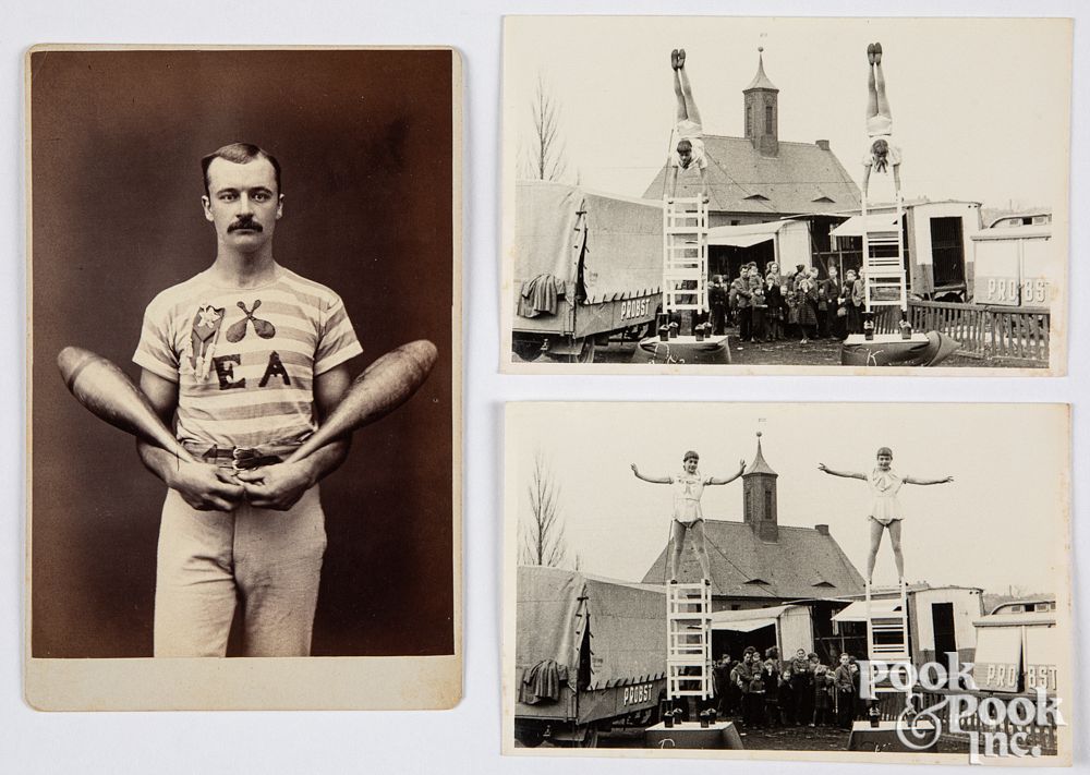 Appraisal: Three circus related photographs Three circus related photographs one a