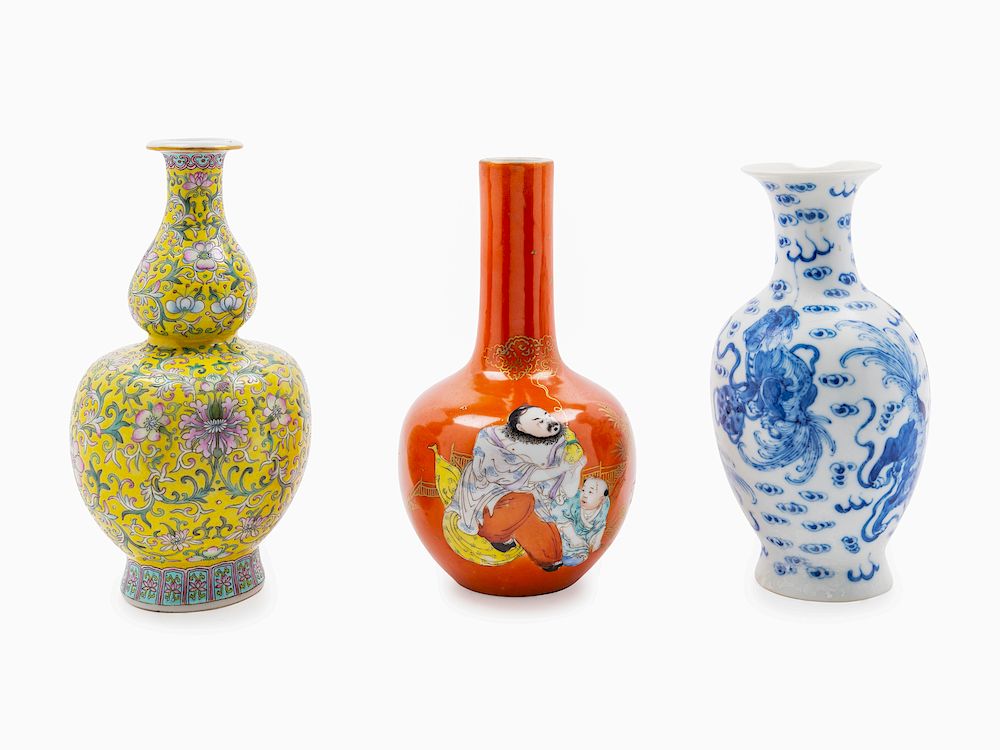 Appraisal: Three Chinese Porcelain Vases Tallest height in cm Three Chinese