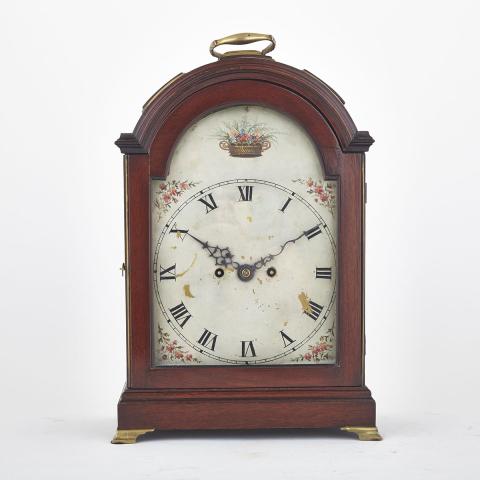 Appraisal: Georgian Style Mahogany Bracket Clock c with painted arched dial