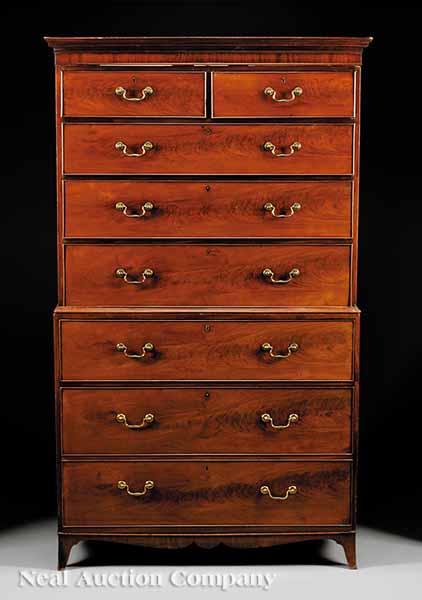 Appraisal: A Fine George III Mahogany Chest on Chest c molded