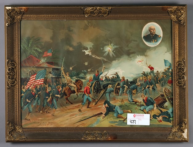 Appraisal: Lithograph by A Hencke The Battle of Malate Philippines Night