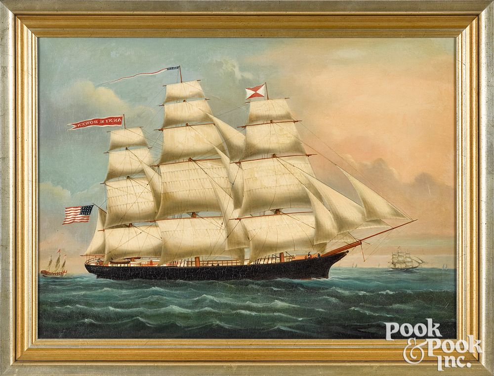 Appraisal: China Trade oil on canvas of an American ship China