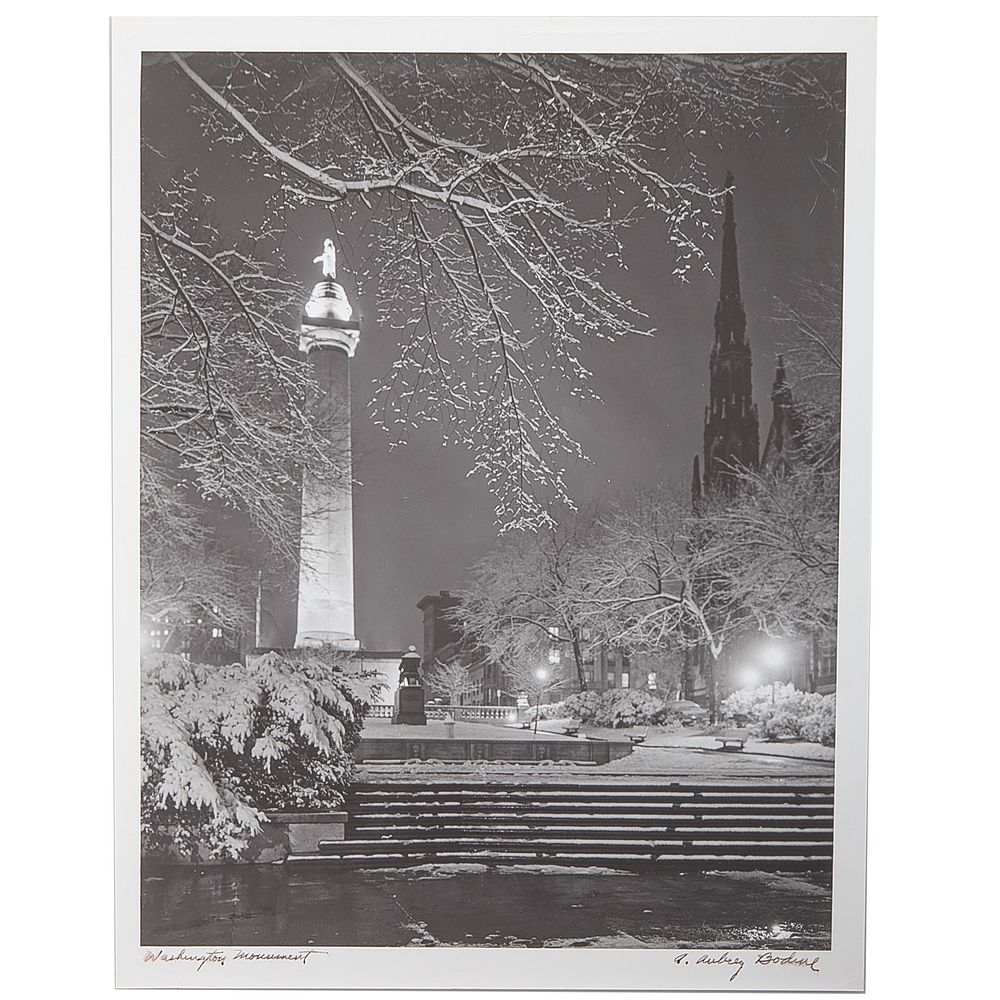 Appraisal: A Aubrey Bodine Washington Monument-Winter American - Gelatin silver print