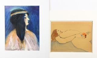 Appraisal: Watercolors Walter Kuhlman lot of Walter Kuhlman Reclining Nude ink