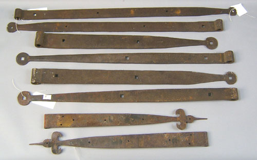 Appraisal: Six pair of wrought iron barn hinges th th c