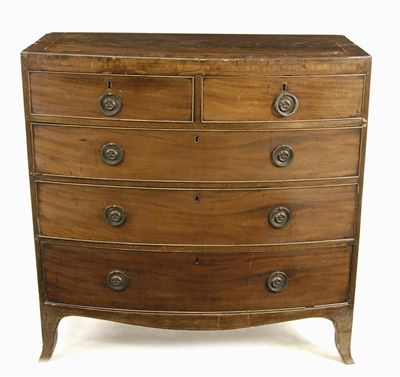 Appraisal: An early th century mahogany bowfront chest of drawers in