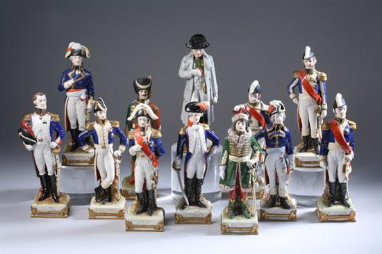 Appraisal: TWELVE SCHEIBE-ALSBACH PORCELAIN MILITARY FIGURES first half th century Including