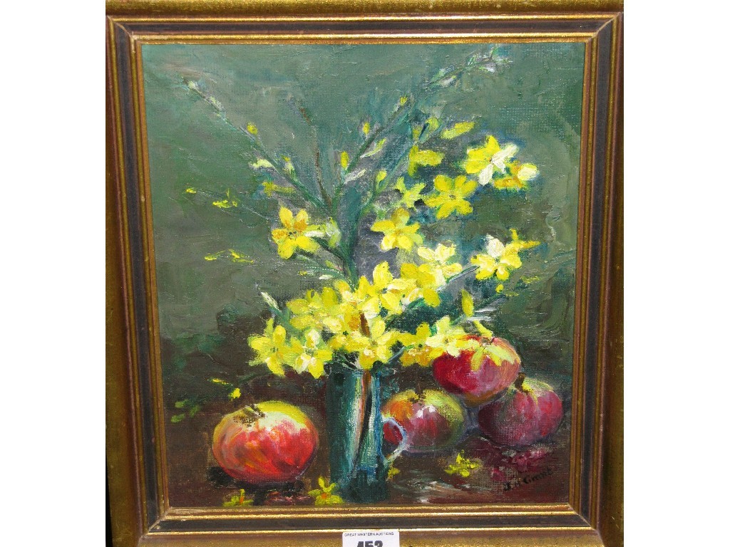 Appraisal: Oil on board 'Winter Jasmine' signed J H Grant