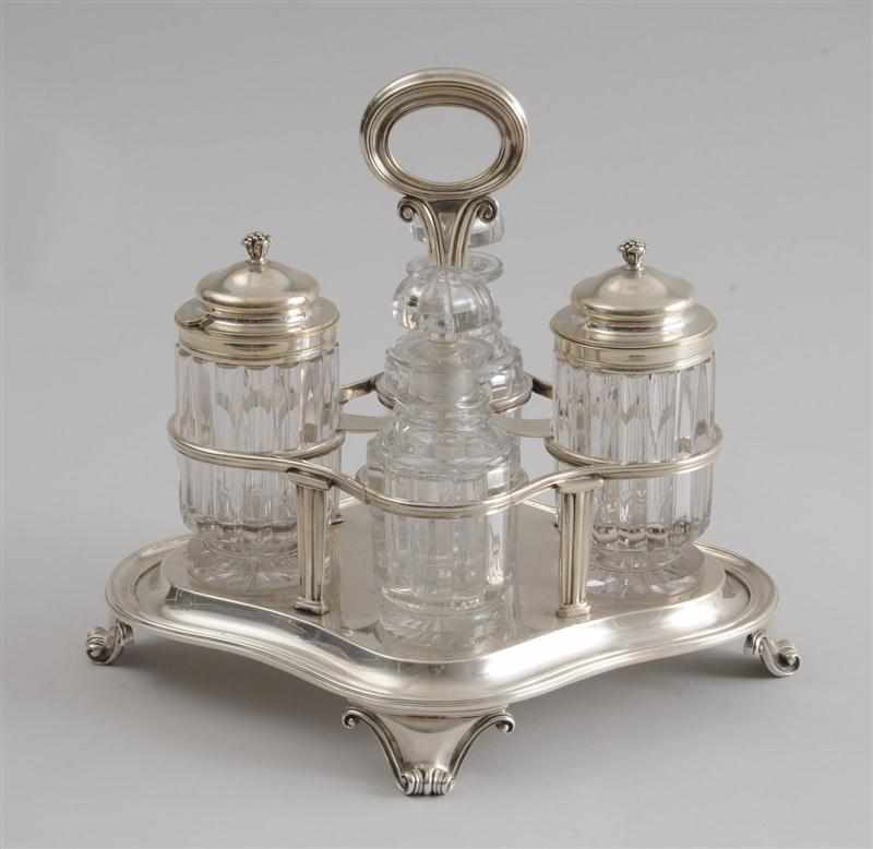 Appraisal: GEORGE IV SILVER CRUET FRAME Benjamin Smith London fully marked