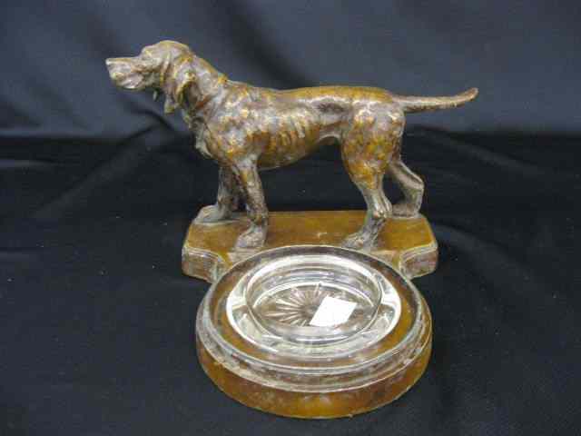 Appraisal: Bronzed Figural Ashtray with a Hound '' x '' deco