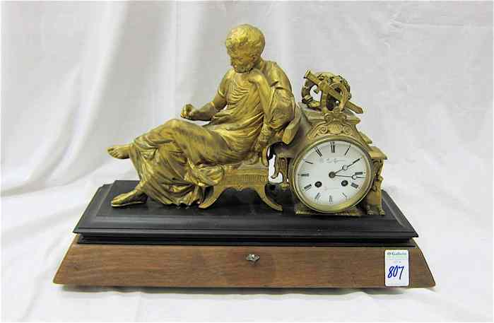 Appraisal: GILT METAL STATUE CLOCK Japy Freres Cie Grande Med d'Honneur