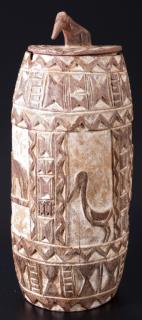 Appraisal: Hand Carved African Tribal Storage Vessel Hand carved African tribal