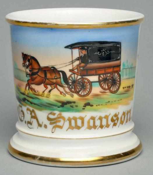 Appraisal: Horse-Drawn Wagon Shaving Mug Gilt name G A Swanson T