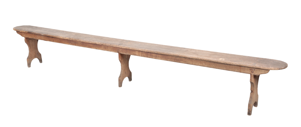 Appraisal: A STAINED PINE TRESTLE BENCH th century cm high x