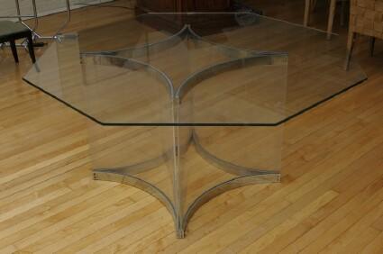 Appraisal: Alessandro Albrizzi Chrome-Banded Acrylic Table with Octagonal Glass Top x