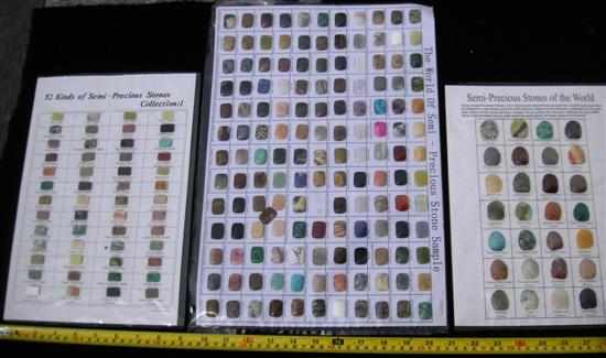 Appraisal: THREE SHEETS OF SEMI PRECIOUS STONES