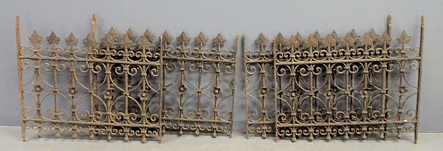 Appraisal: - Two pairs of wrought iron gates th c with