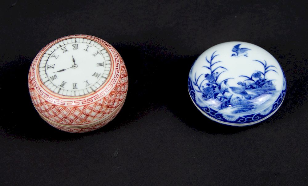 Appraisal: Two Porcelain Seal Paste Boxes Chinese th th century The