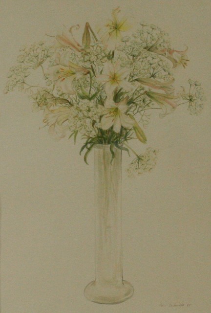 Appraisal: Pam Sackville Lilies in a Vase watercolour signed and dated