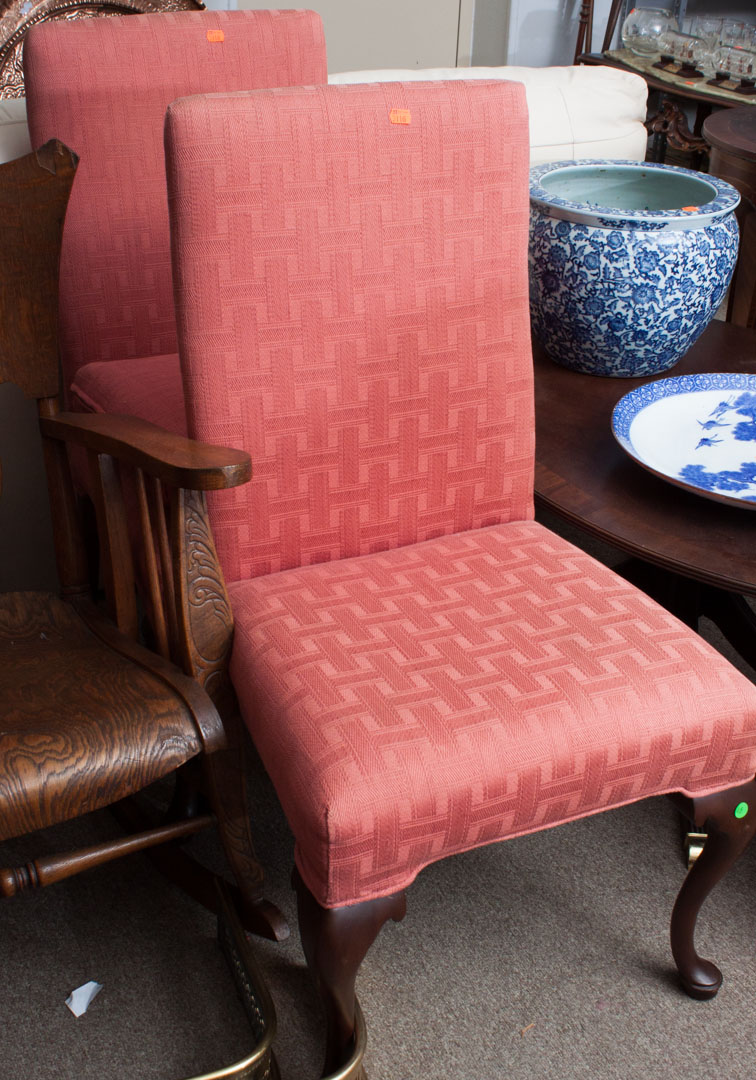 Appraisal: Pair of Queen Anne style upholstered side chairs th century