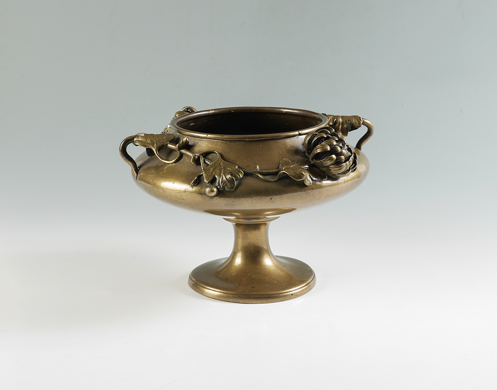 Appraisal: CHINESE BRONZE CHRYSANTHEMUM FOOTED CENTERBOWL Bronze centerbowl or compote with