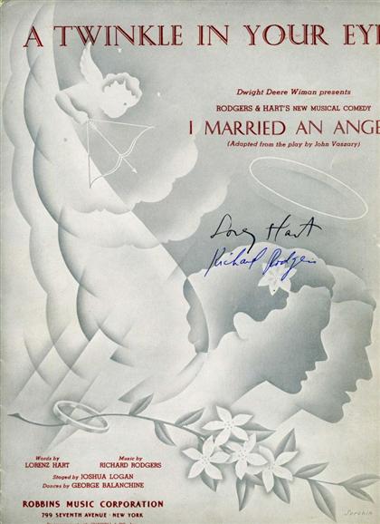 Appraisal: piece Sheet Music Signed Rodgers Richard Hart Lorenz A Twinkle