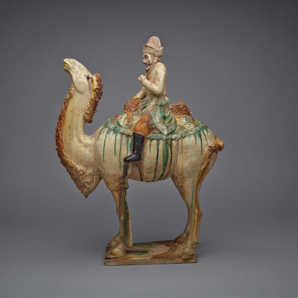 Appraisal: Sancai Glazed Pottery Figure of a Camel and Rider Modeled