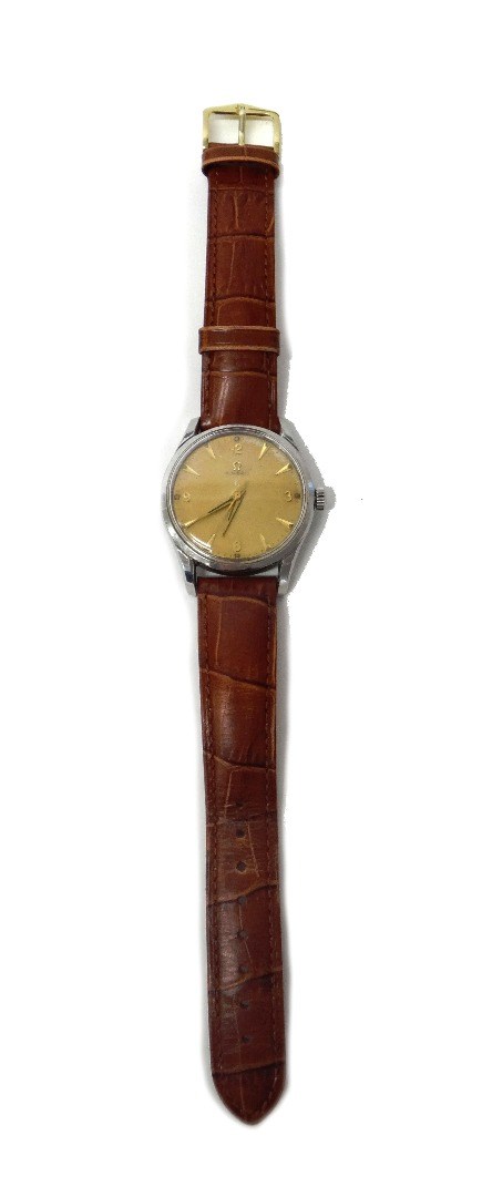 Appraisal: A gentleman's circular steel cased Omega wristwatch the signed circular