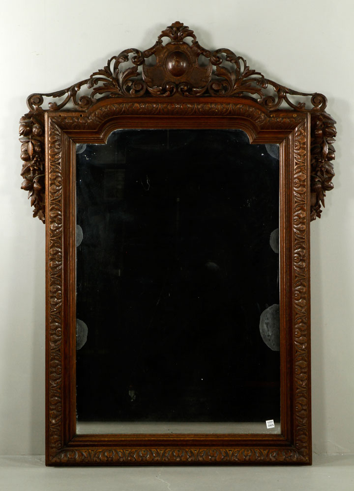 Appraisal: - European Oak Carved Mirror European carved mirror oak h