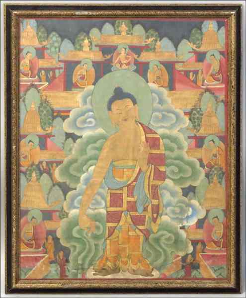 Appraisal: FRAMED TIBETAN TANGKA Frame '' x '' '' x ''