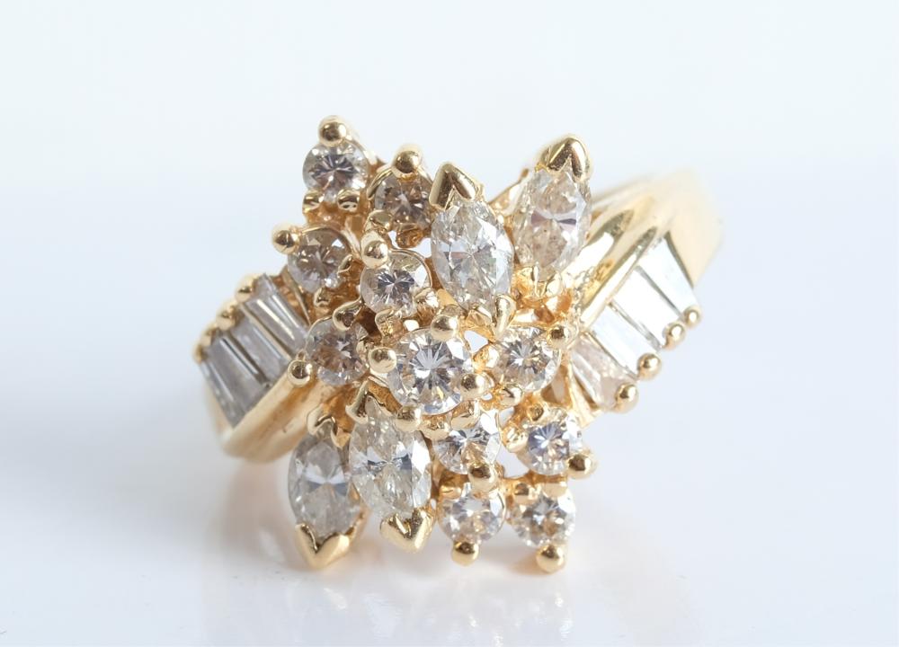 Appraisal: K YELLOW GOLD RING W DIAMONDS SIZE K yellow gold