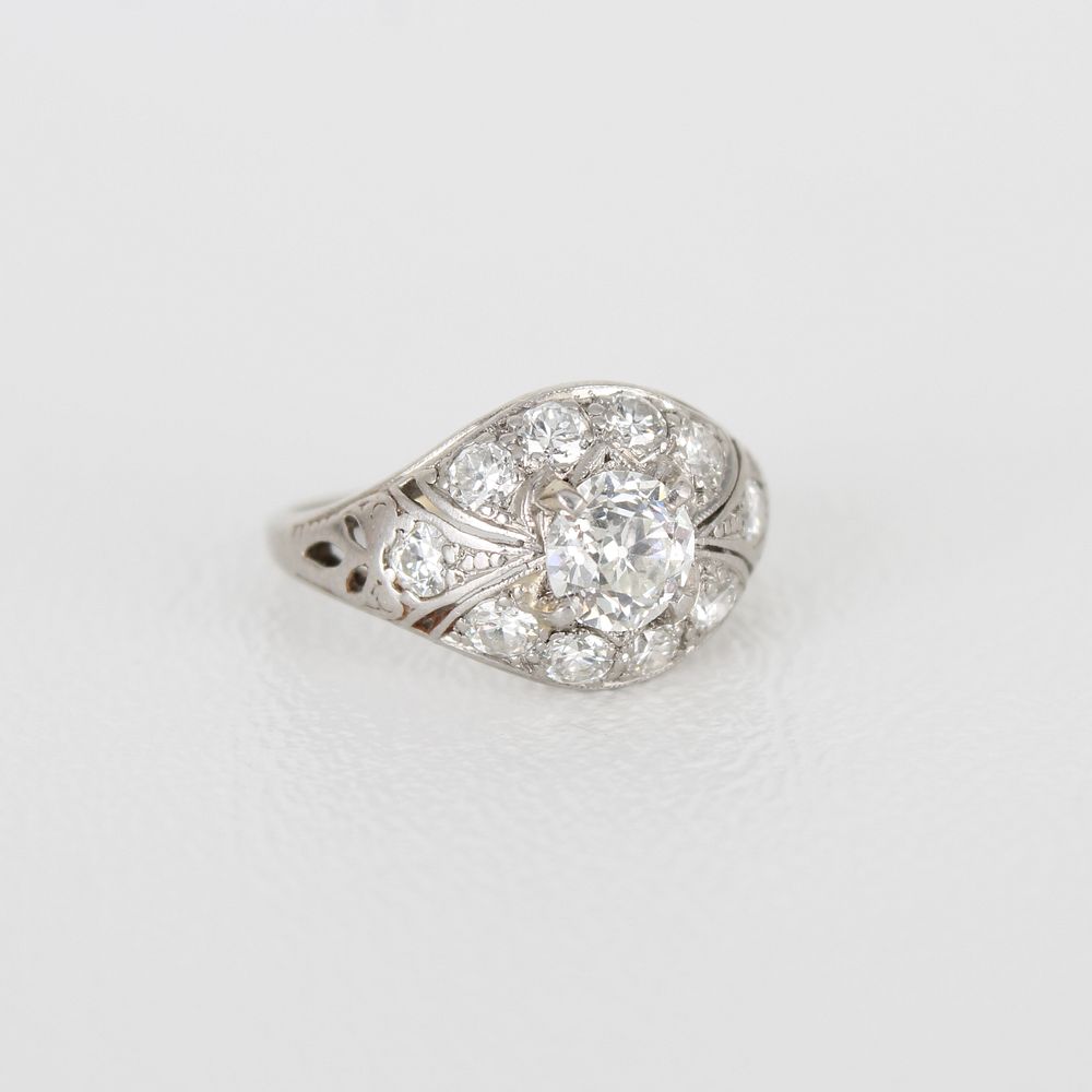 Appraisal: s Platinum Old Mine Cut Diamond Ring s Platinum Old