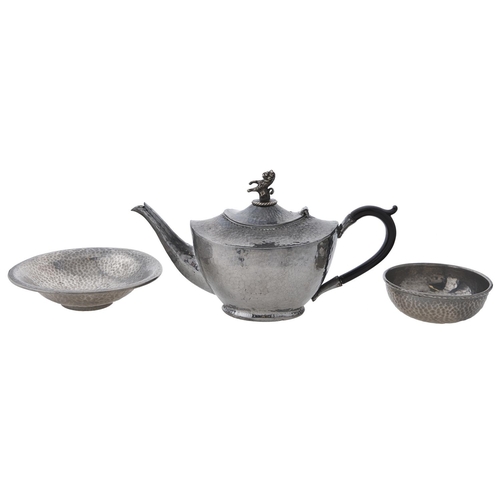 Appraisal: A Liberty Co Tudric pewter teapot c with replacement finial