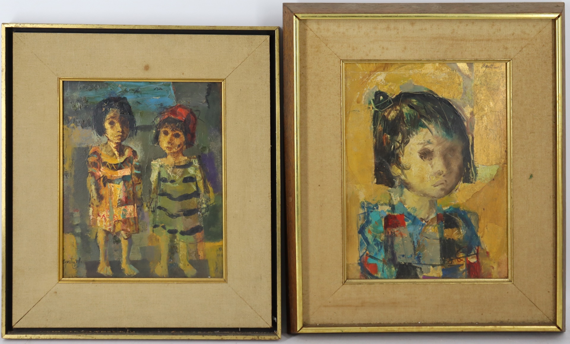 Appraisal: MARIO AGOSTINELLI AMERICAN - Portraits of children Oil on masonite