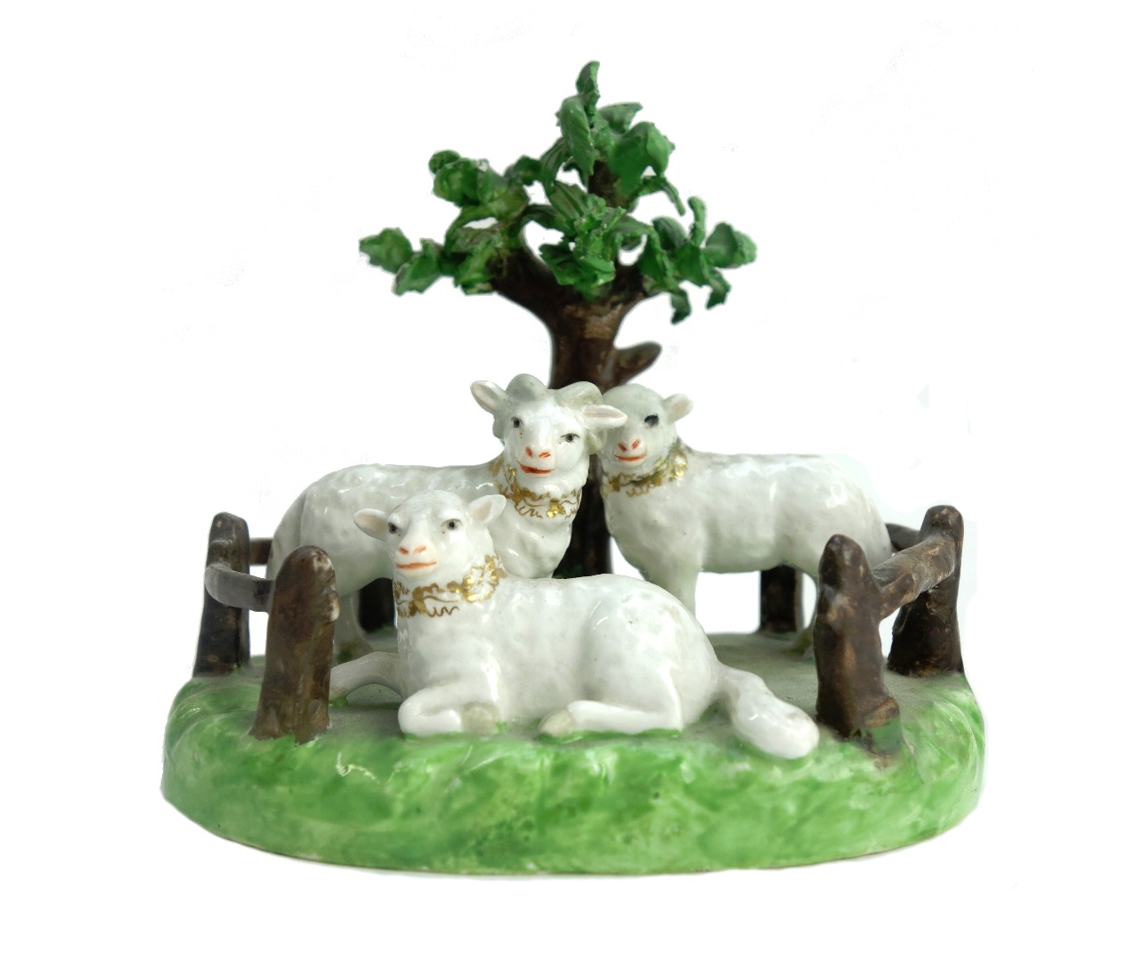 Appraisal: A Derby Stevenson and Hancock porcelain sheep group early th